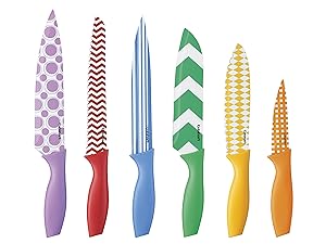 Cuisinart C55-12PR1 12-Piece Printed Color Knife Set with Blade Guards, Multicolored