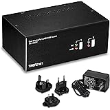 TRENDnet 2-Port Dual Monitor DisplayPort KVM Switch with Audio, 2-Port USB 2.0 Hub, 4K UHD Resolutions Up to 3840 x 2160, Con