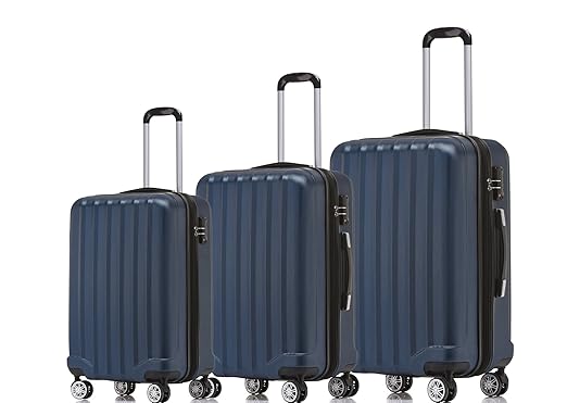 BEIBYE TSA-Schloß 2080 Hangepäck Zwillingsrollen neu Reisekoffer Koffer Trolley Hartschale Set-XL-L-M(Boardcase) (Dunkelblau,