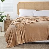 King Size Throw Blanket for Bed, Camel Soft Warm Fuzzy Cozy Fleece Blankets for Women Men Gift, Plush Microfiber Flannel Blanket Suitable for All Seasons, 108x90 Inches