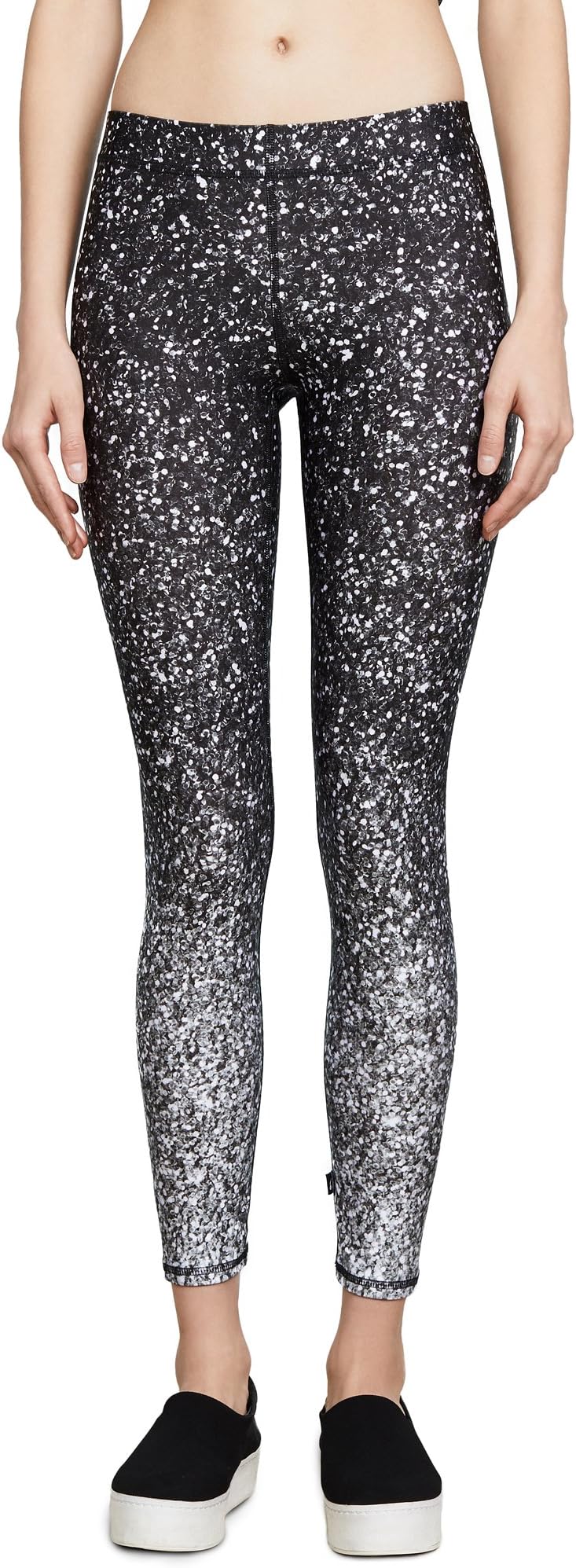 Women's Black & White Glitter Performance Leggings