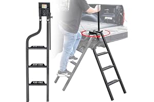 KEWISAUTO Foldable Pickup Truck Tailgate Ladder with Grab Handle, 45" Heavy Duty Universal Folding 360°Rotatable Tailgate Step Ladder with Handrail for Ford F250, Dodge RAM 2500 etc. Accessories