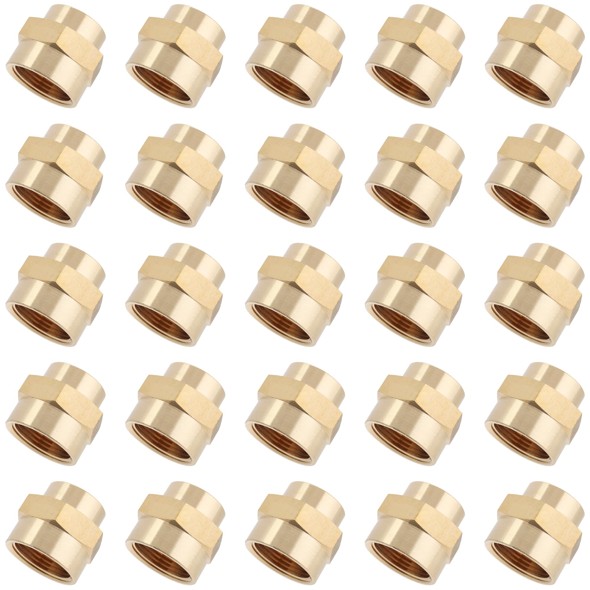 LTWFITTING Brass BSP Pipe Fitting 3/4-Inch x 1/2-Inch Female BSPP Reducing Coupling Water Boat (Pack of 25)