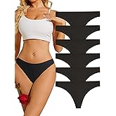 ANSUKOO Seamless Thongs for Women Underwear 6Pack,No Show Ladies Workout Thong,No Line Breathable Comfortable Sport Panties