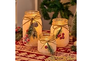 KIVIVO Christmas Centerpieces for Tables, Table Decor with Mason Jar, 16 Pcs Flowers, Christmas Winter Table Decorations Centerpieces, Xmas Holiday Center pieces for Tables, Kitchen, Room, Decor
