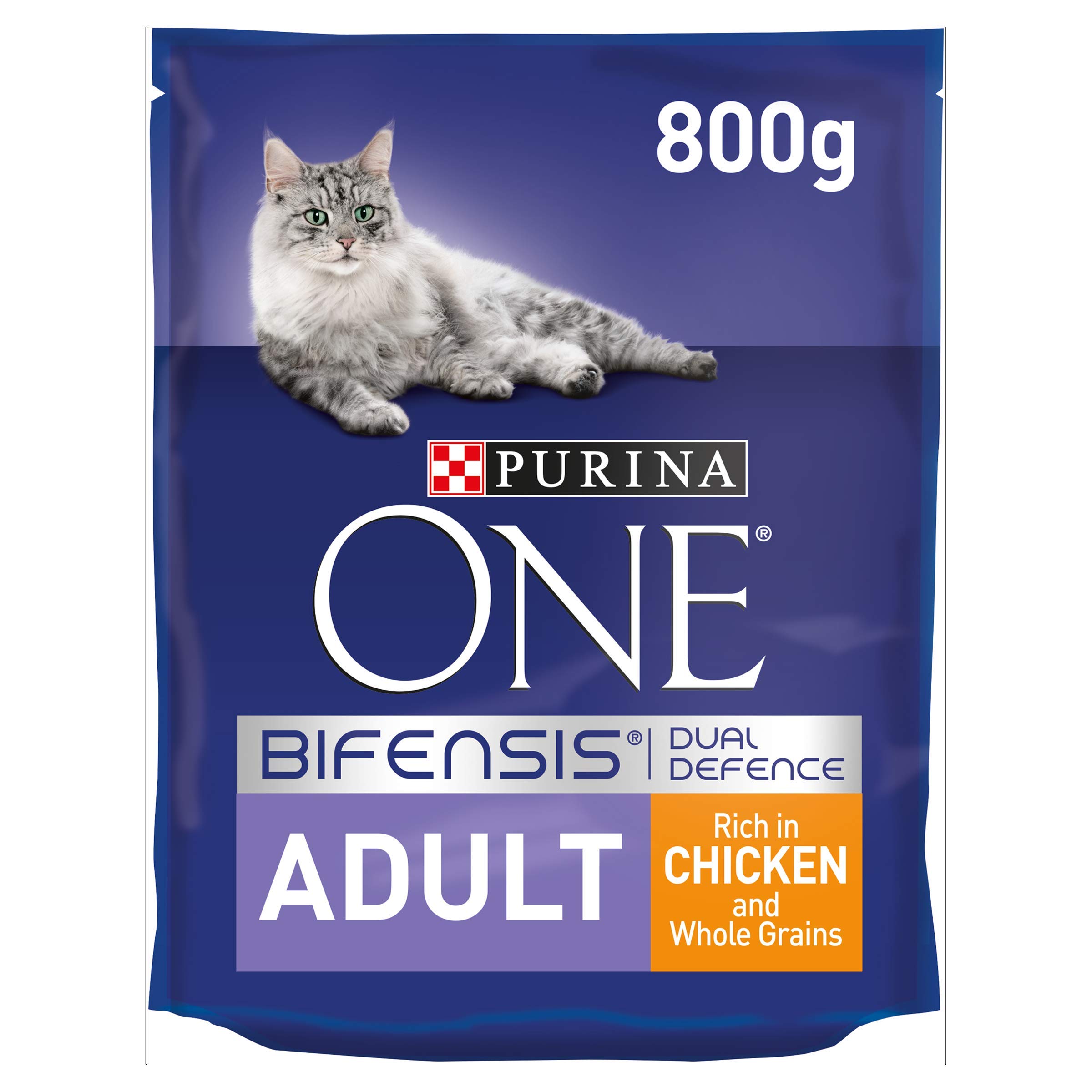 Purina ONE Adult Dry Cat Food Chicken & Wholegrains 800g (Pack of 4)