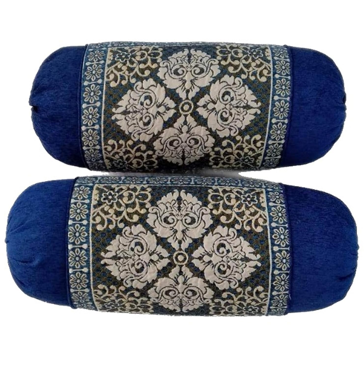 Jacquard Bolster Covers Blue, Set of 2 Pcs, Size 29x30Inches Amazon.in