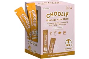 Choolip Squeeze Vita Stick Lickable Cat and Dog Treats, 49-Count Kidney Support Variety Pack, Tuna and Pollack with Cranberry, CoQ10 and Omega-3