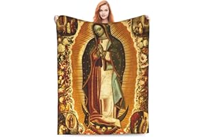 YETTA YANG Mexican Religious Catholic Virgin Mary Our Lady of Guadalupe Virgen De Guadalupe Full Fleece Throw Cloak Wearable Blanket Flannel Comforter Quilt Bedroom Bedding Plush Soft Cozy