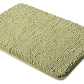 Yeaban Sage Green Bathroom Rugs – Thick Chenille Bath Mats | Absorbent and Washable Bath Rug Non-Slip, Plush and Soft Rugs for Bathroom, Kitchen, Shower, Sink - 17" x 24"