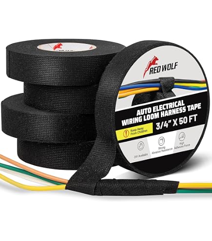 2 Rolls – 49ft Automotive Wire Harness Tape – No-Residue Cloth Electrical Tape – Waterproof, Heat-Resistant