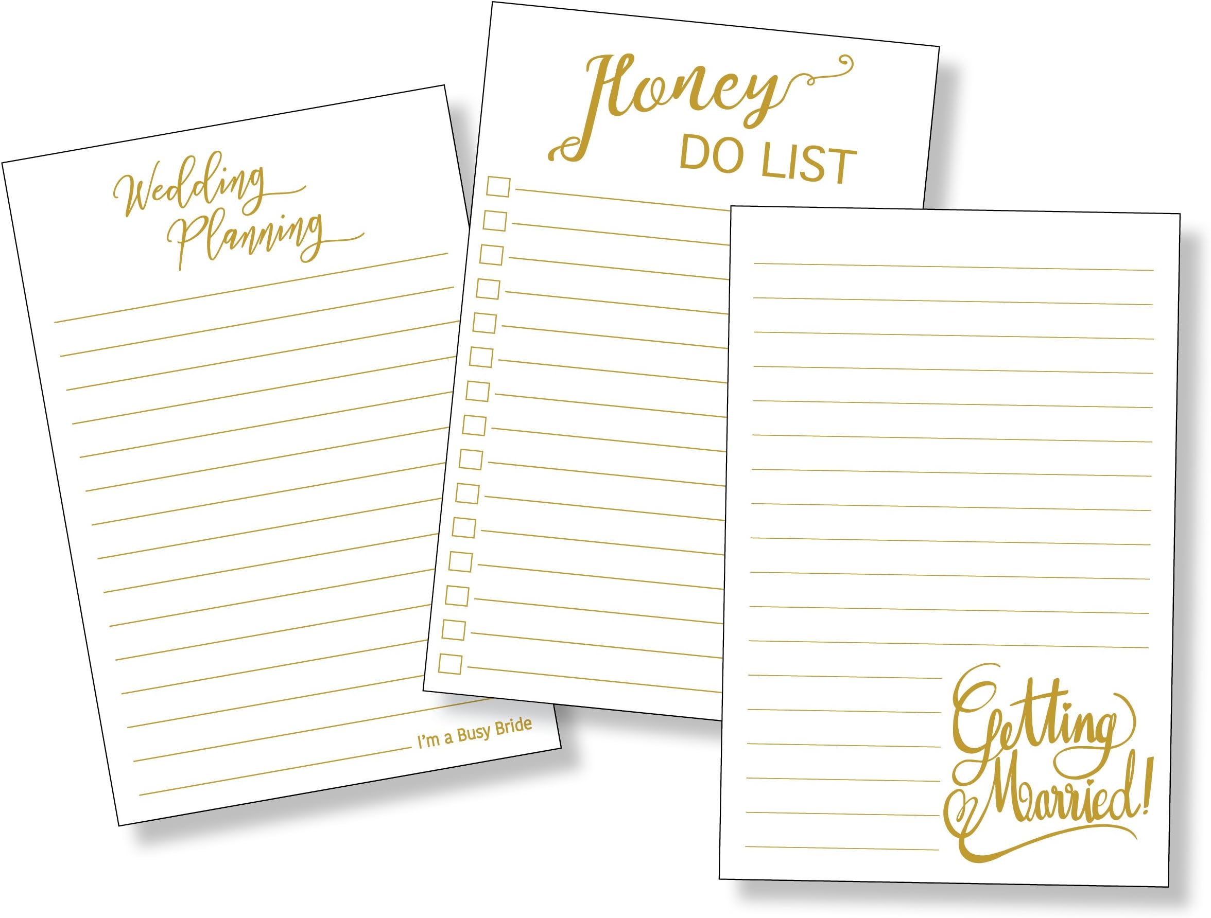 Bridal Notepads (Wedding To Do Notepads 3 Pack)