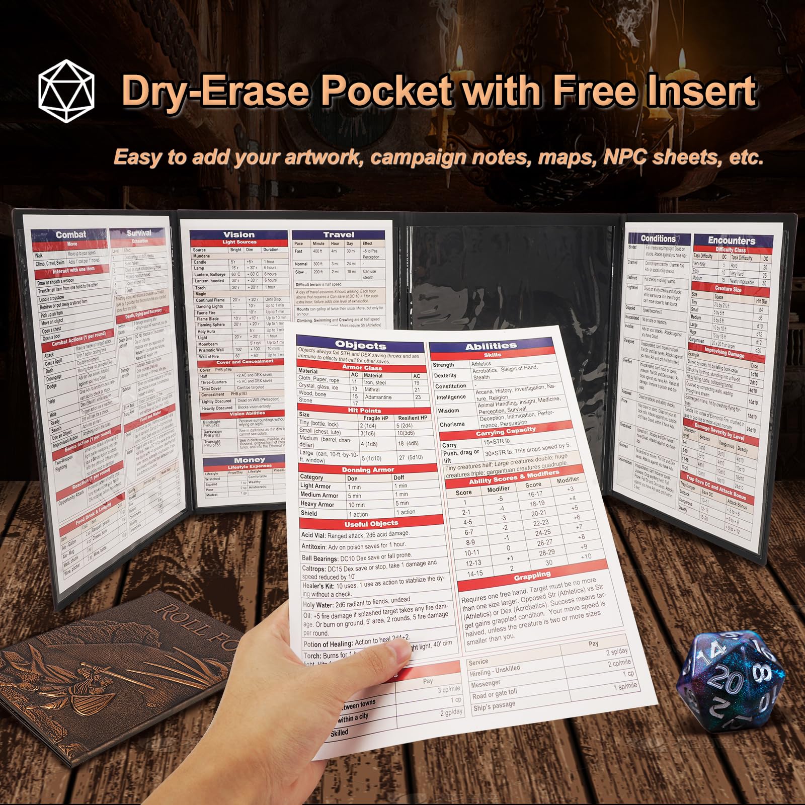 Mua DND DM Screen 5e, D&D Dungeon Master Screen 3D Faux Leather 4 Panel ...