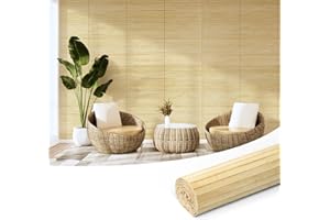 Art3d Natural Bamboo Wall Panel for Interior Wall Decor, Renewable Pole Wrap Wainscoting Paneling for Wall Ceiling Furniture Cabinet Office, 12 x 96 Inch - Raw, 1-Pack