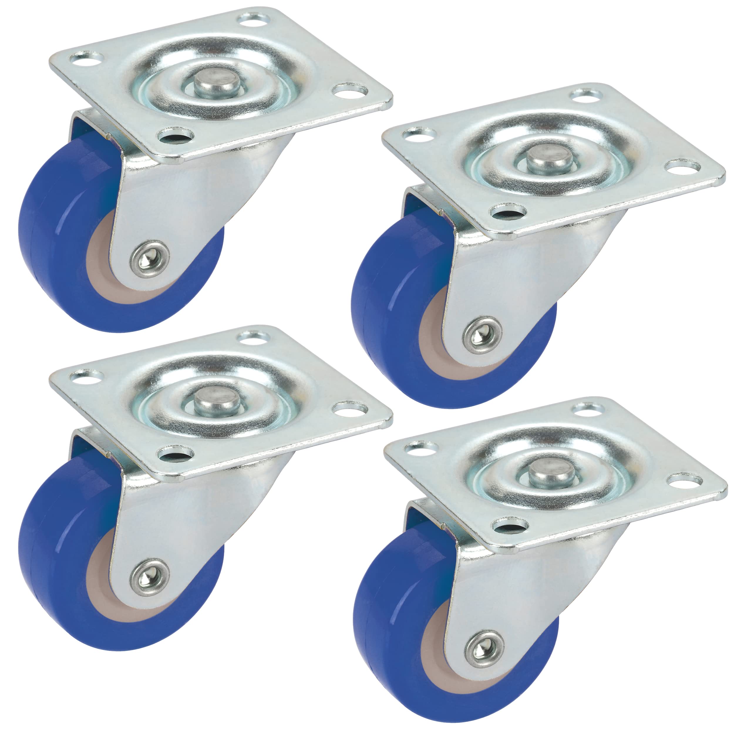 Dörner + Helmer 450126 Set (4X Swivel Castor + Screws) 30 x 14 mm Polyurethane Blue Load Capacity 20 kg per Roll Multicoloured
