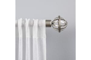 EXCLUSIVE HOME CURTAINS Exclusive Home Jetson 1" Curtain Rod and Coordinating Finial Set, Matte Silver, Adjustable 36"-72"