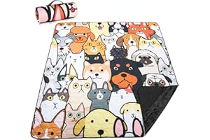 Airensky Extra Large(79 "x 83") Picnic Blanket, 3-Layer Thicking Outdoor Camping Blanket, Machine Washable Beach Blanket, Waterproof and Wear-Resistant, Soft and Comfortable(Dog)
