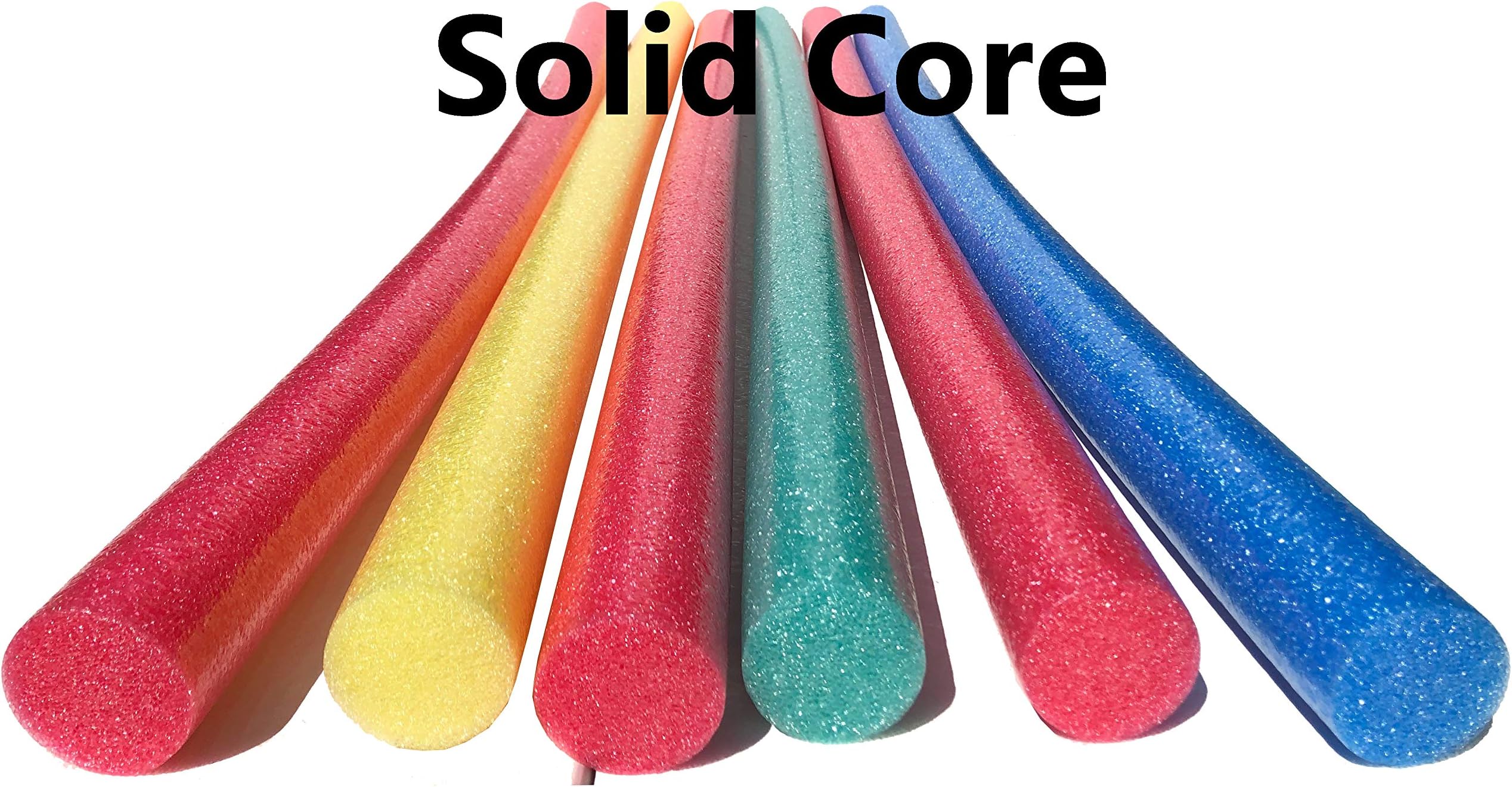 Solid Core Extra Long 60" Swim Noodles 6 Pack Deluxe Solid Core Foam Noodles (Red Multi)
