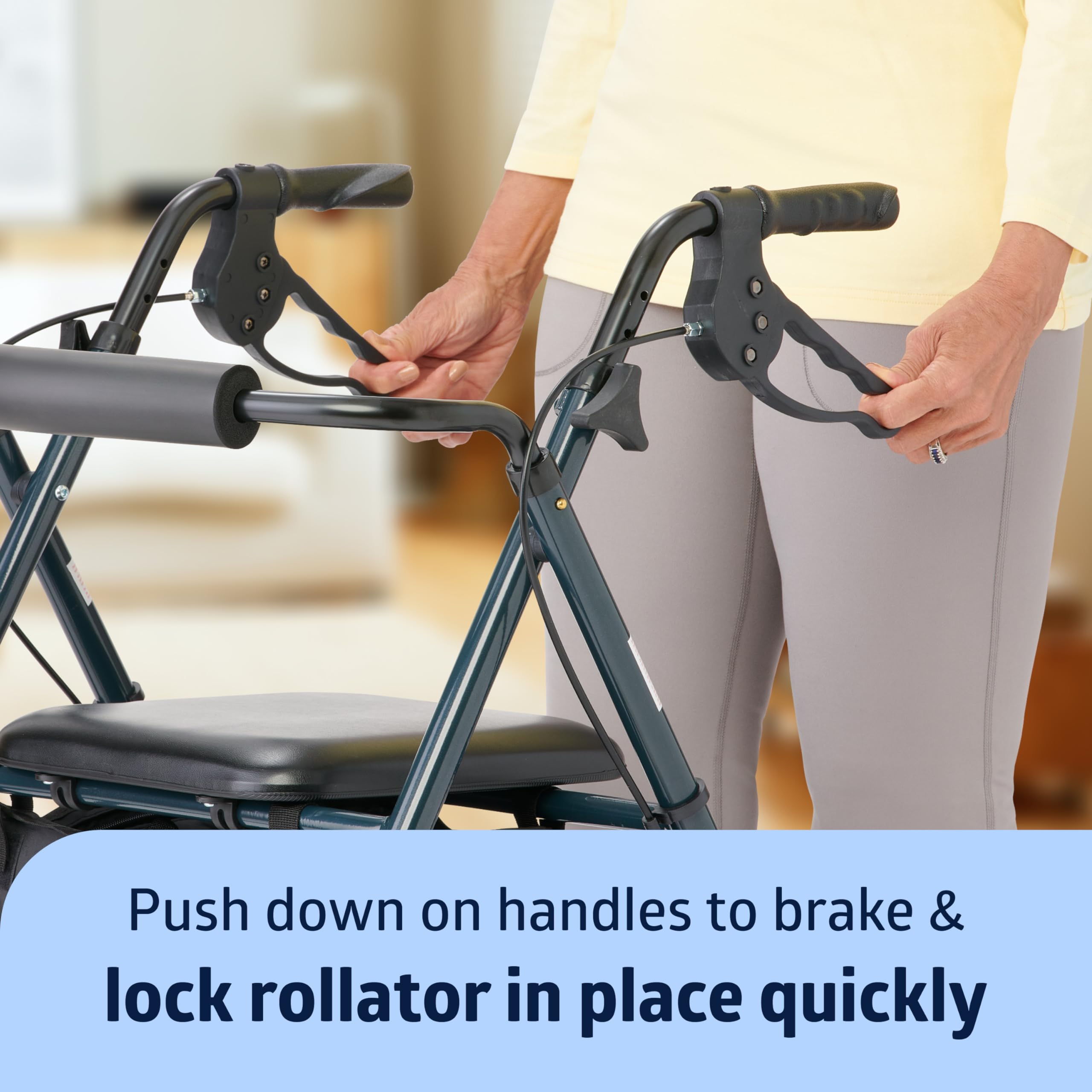 Medline Superlight Folding Aluminum Mobility Rollator Walker, Smoky Blue, 250 lb. Weight Capacity, 6