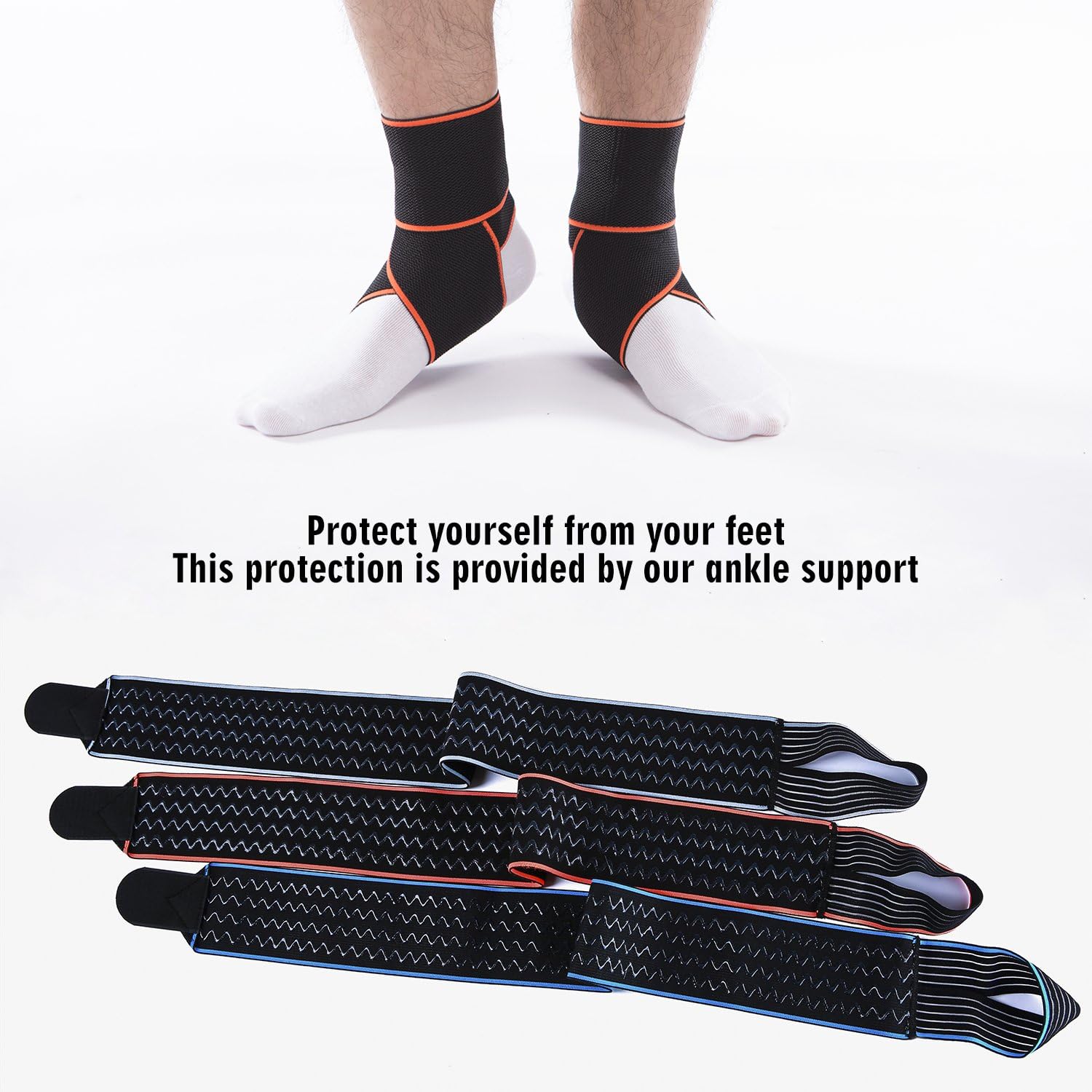 LOKEP Ankle Brace Breathable Ankle Support Adjustable Ankle Stabilizer with Compression Wrap Support, Suitable for Men & Women, Sports -One Size Fits All（Orange） : Sports & Outdoors