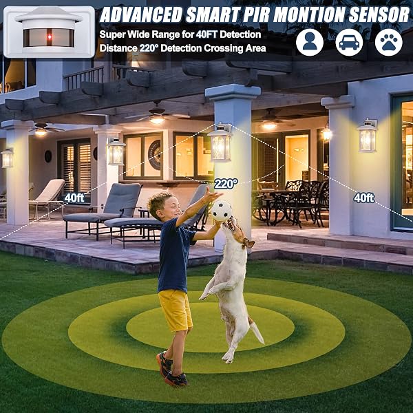 ADVANCED MOTION SENSOR OUTDOOR LIGHTS 2 PACKS – WHITE DUSK TO DAWN OUTDOOR LIGHTING, ANTI-RUST EXTERIOR LIGHT WALL MOUNT FIXTURES, WATERPROOF PORCH OUTSIDE LIGHTS WALL SCONCE FOR HOUSE, GARAGE
