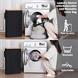 iEGrow 65L Slim Laundry Basket with Lid Bamboo Handles Narrow Tall Design view 4