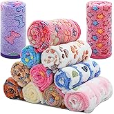 Tatuo 12 Pieces Puppy Blanket Warm Dog Cat Sleep Mat Pet Kitten Doggy Fleece Blankets with Cute Dog Paw Bone Star Elephant Patterns Printed Fluffy Blanket for Small Cat Puppy (30 x 20 Inch)