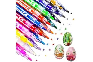 JYUYNY Acrylic Paint Marker Pens, 18 Colors Premium Waterproof Permanent Paint Art Marker Pen Set for Easter egg, Birthday Gifts, Wood, Rock Painting, DIY Craft Projects, Ceramic.