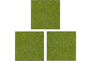OrgMemory Model Grass Mat, 3pcs, 20"x20", Model Railway Scenery for Model Scenery (Light Green)
