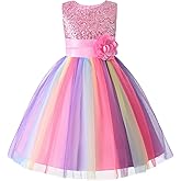 JerrisApparel Flower Girls Sequin Dress Rainbow Tutu Birthday Party Dress Pageant Gown