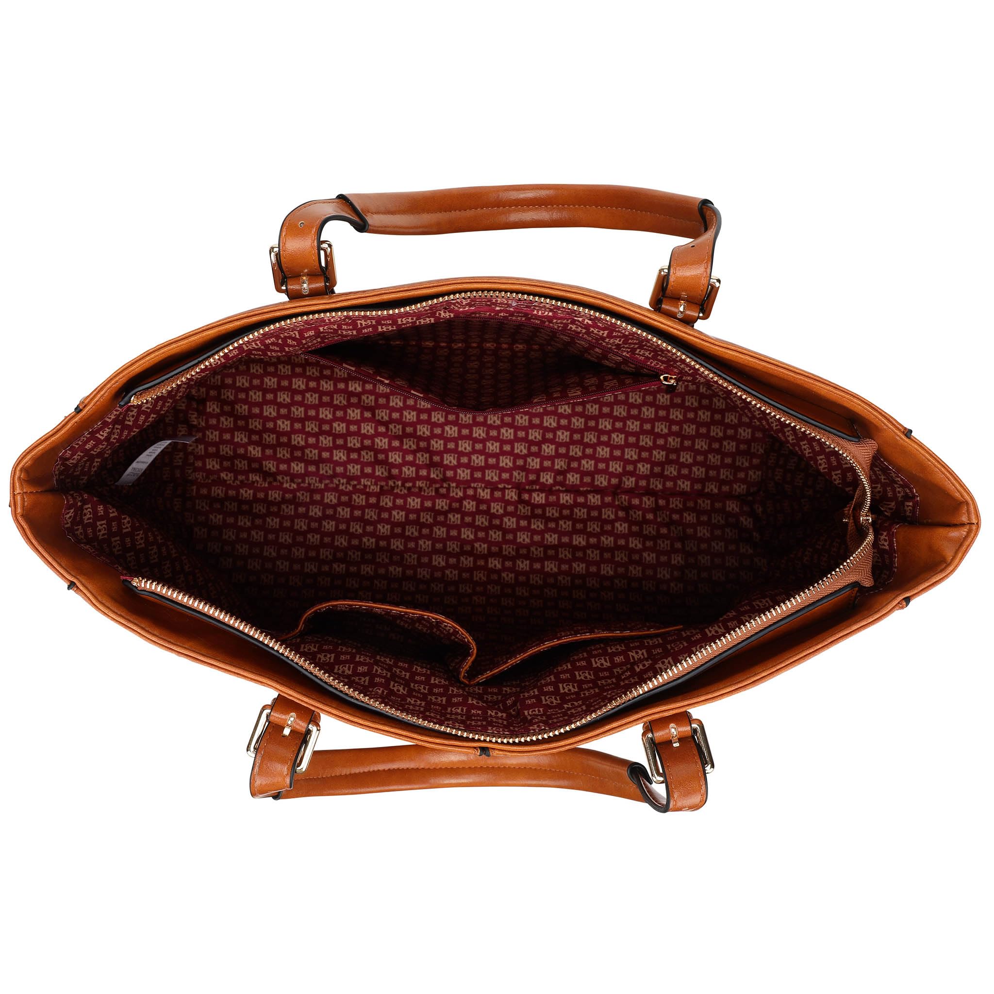 Badgley Mischka Julia Vegan Leather Weekender Tote Bag for Travel (Tan)