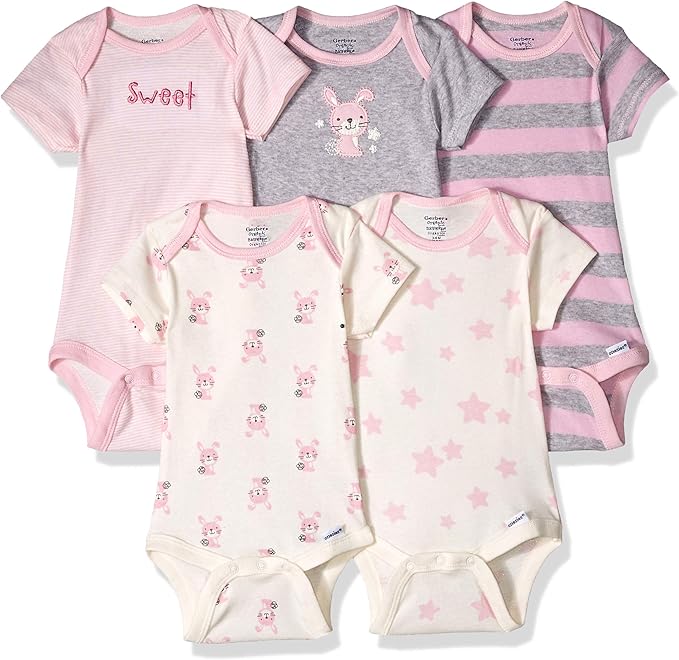 gerber baby organic cotton 5pk organic short sleeve onesies white