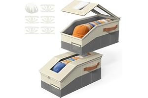 Lewonder 2 PCS Hat Organizer for Baseball Caps with 6 Paper Hats Shaper Insert, Stackable Hat Storage with Clear Lid, Holds u