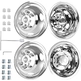 hightall 16 Wheel Simulators, 16" 8 Lug Stainless Steel RV Hubcaps,Polished Surface,2Pcs Front Wheel/2Pcs Rear Wheel,Bolts On Wheel Cover Set Compatible with Ford 2008-2025 E-350/E450 Dual Rear Wheel