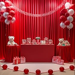 Red Backdrop Curtains 2 Panels-Wrinkle-Free