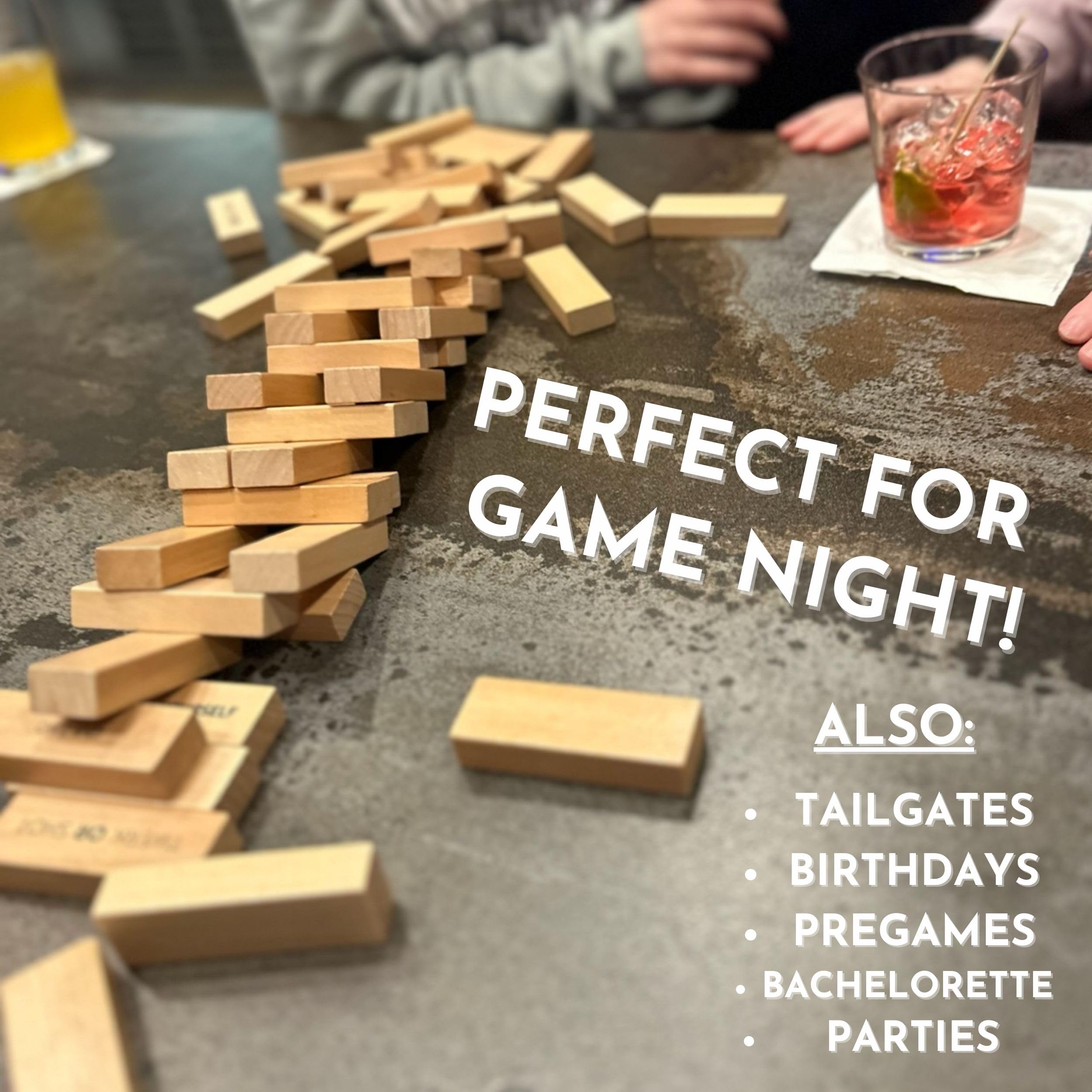 Buzzed Blocks Adult Drinking Game - 54 Blocks with Hilarious Drinking Commands on 40 of Them | Perfect Party Starter | Entertaining Party Game for Adults | Novelty Funny Gift (Natural)