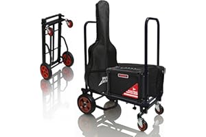 Pyle Folding Hand Truck Dolly Cart – 8-in-1 Convertible Trolley with Wheels, Heavy Duty, 300 lbs Capacity, Adjustable Handle 