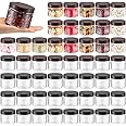 Mifoci 50 Pcs 9.5oz Clear Plastic Jars Containers Wide Mouth Food Storage Jar for Kitchen Dry Food Butter Honey Cosmetics Cream, Black and Brown (3.35''l x 2.56''h)