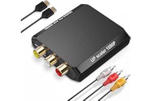 DigitPro RCA to HDMI Converter, 1080P AV to HDMI Converter, Mini Composite CVBS Analog Audio Video Adapter Connector with Cable for VCR/VHS/Xbox/PS3/STB/N64/Wii/TV/PC