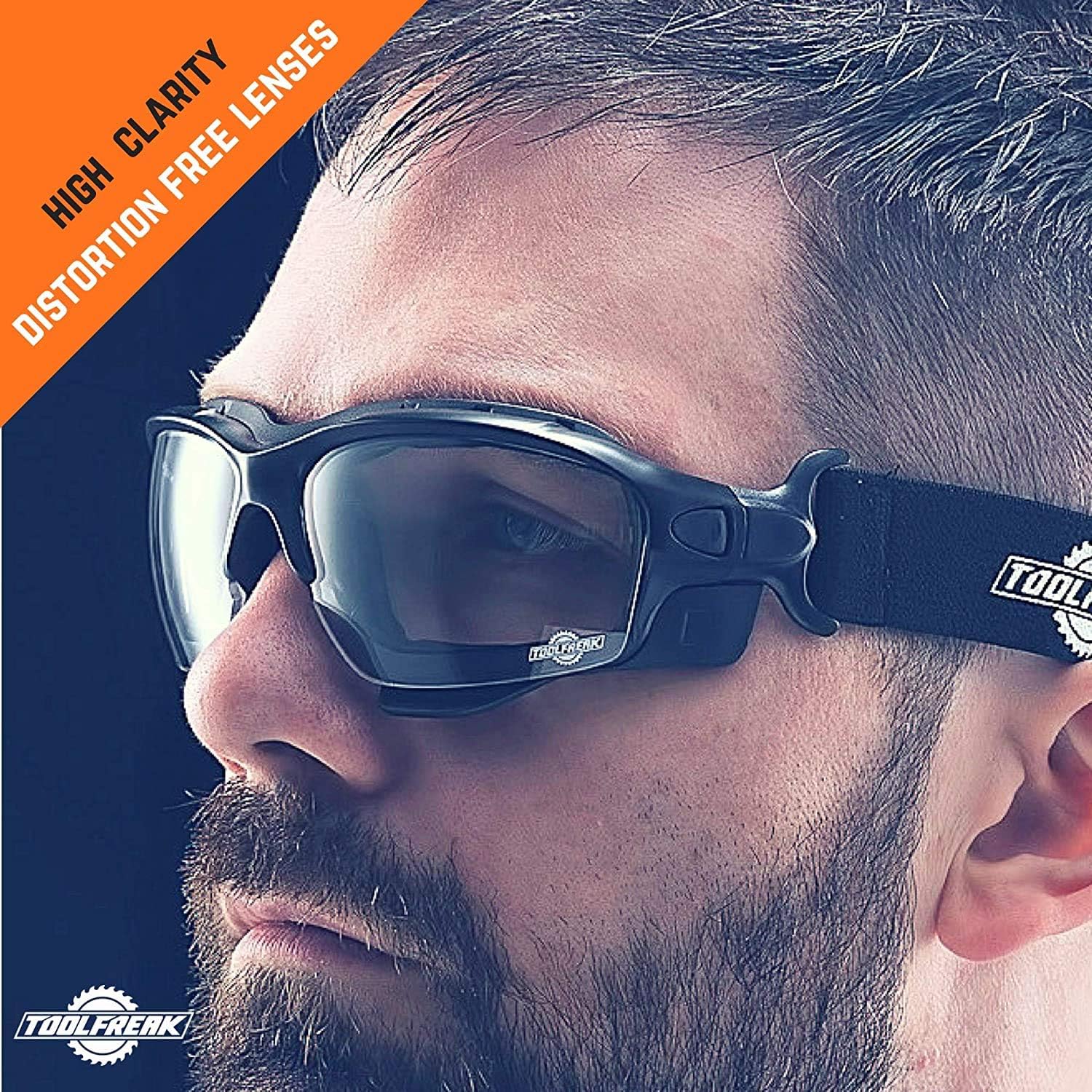 ToolFreak Spoggles Safety Glasses, EN166F Rated, Foam Padded, Clear Distortion Free Lenses, UV & Impact Protection - Image 3