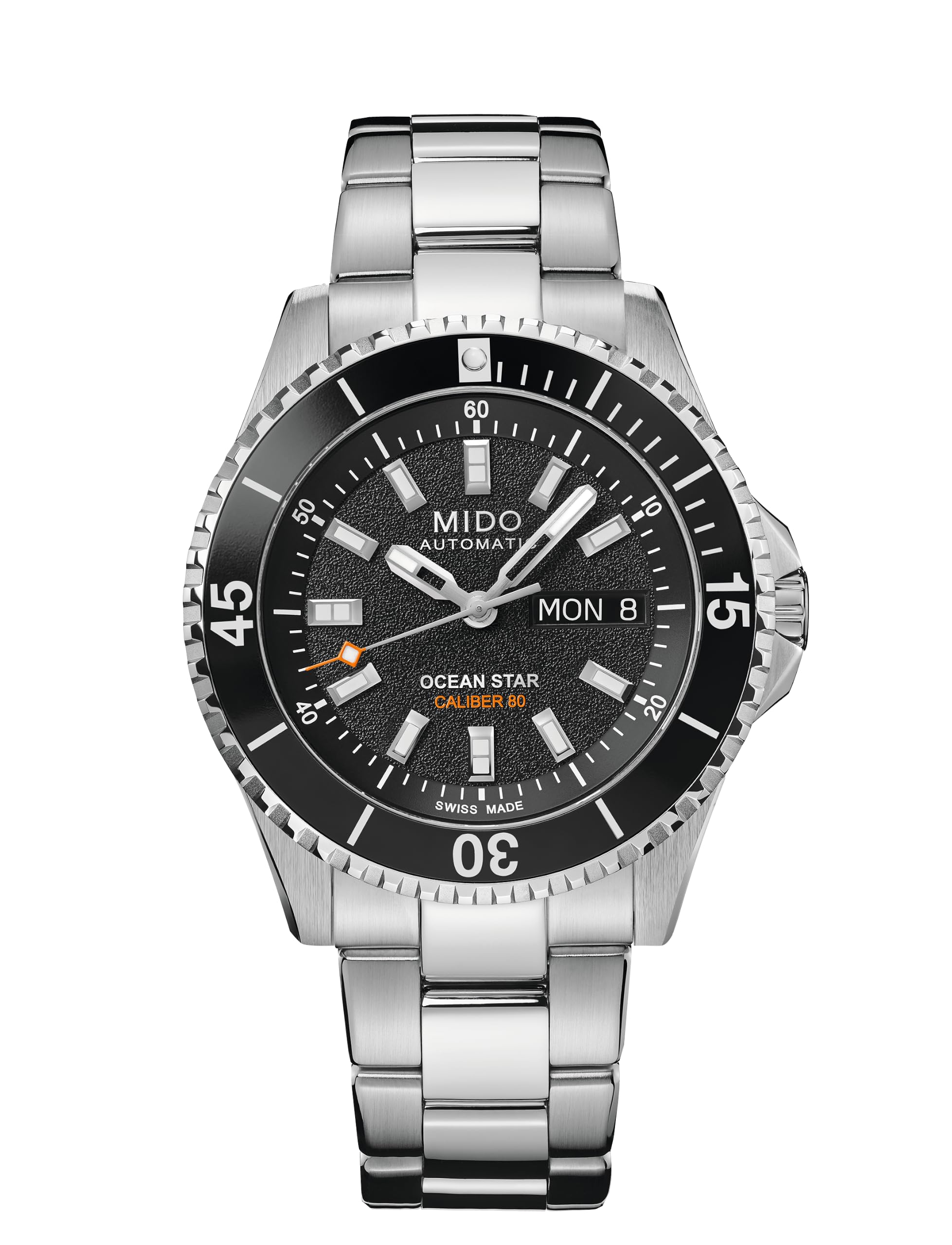 MIDO Ocean Star 200 - Swiss Automatic Watch for Men - 41mm Stainless Steel Case - Day/Date - Black Dial - Stainless Steel Bracelet - M02693011005100 - Image 2