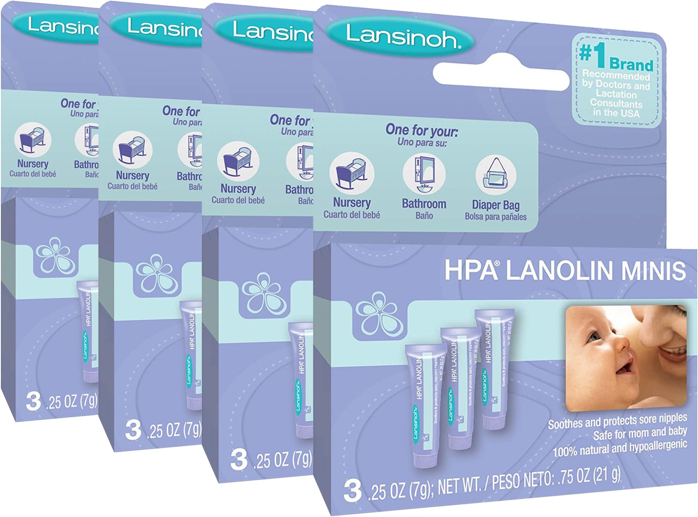 Lansinoh Breastfeeding Salve tsWmuH - HPA Lanolin, 4 Pack (0.25 Ounce, 3 Count)