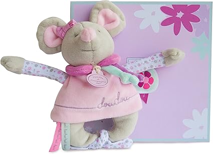 Doudou Et Compagnie Doudou Hochet Bebe Souris 15 Cm Gris Rose Cadeau De Naissance Jolie Boite Cadeau Souris Pearly Dc2975 Amazon Fr Bebes Puericulture