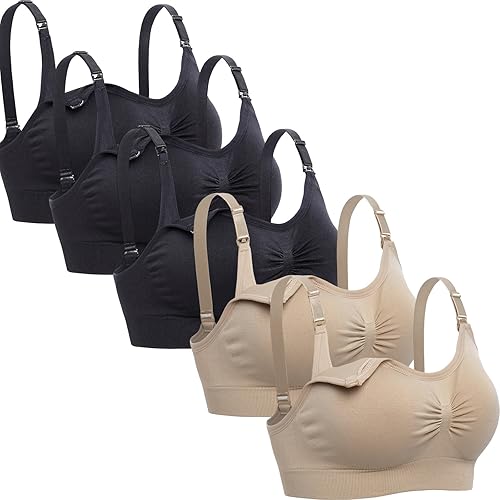 Lataly Womens Sleeping Nursing Bra Wirefree Breastfeeding Maternity Bralette Pack of 5