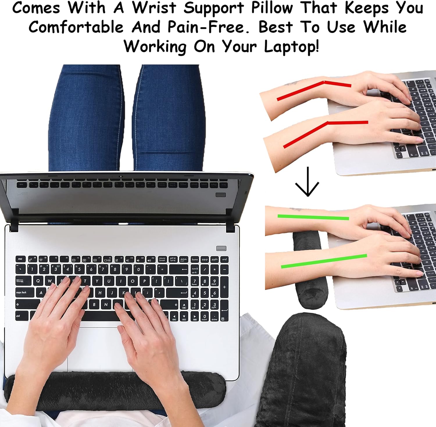 Premium Reading Bed Rest Pillow with Reading Light and Wrist Support, Has Arm Rests, Neck Roll, and Back Support for Reading, Lounging, Working on Laptop, Watching TV in Bed, Has Memory Foam Filling: Kitchen & Dining