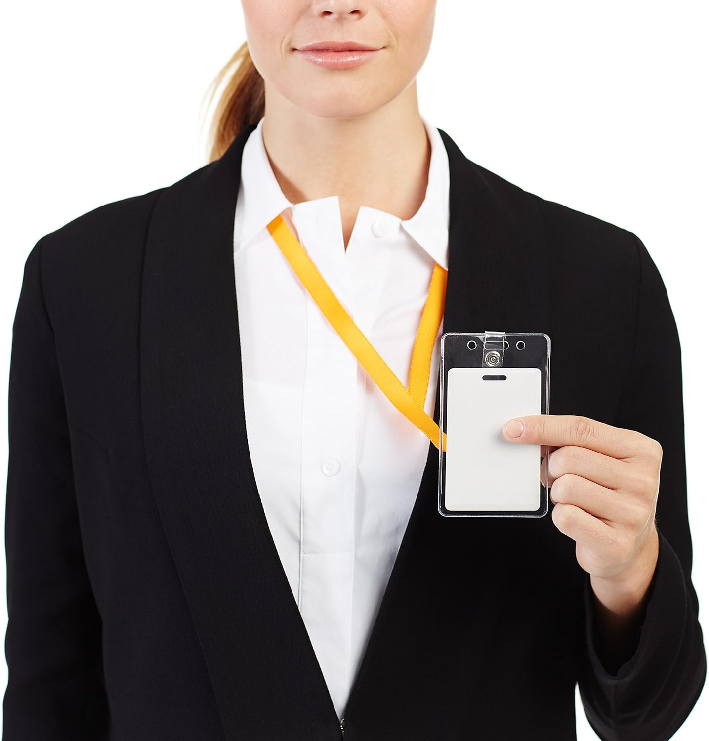 Basics Clear Name ID Badge Holder - Horizontal (Pack of 50) : Office Products