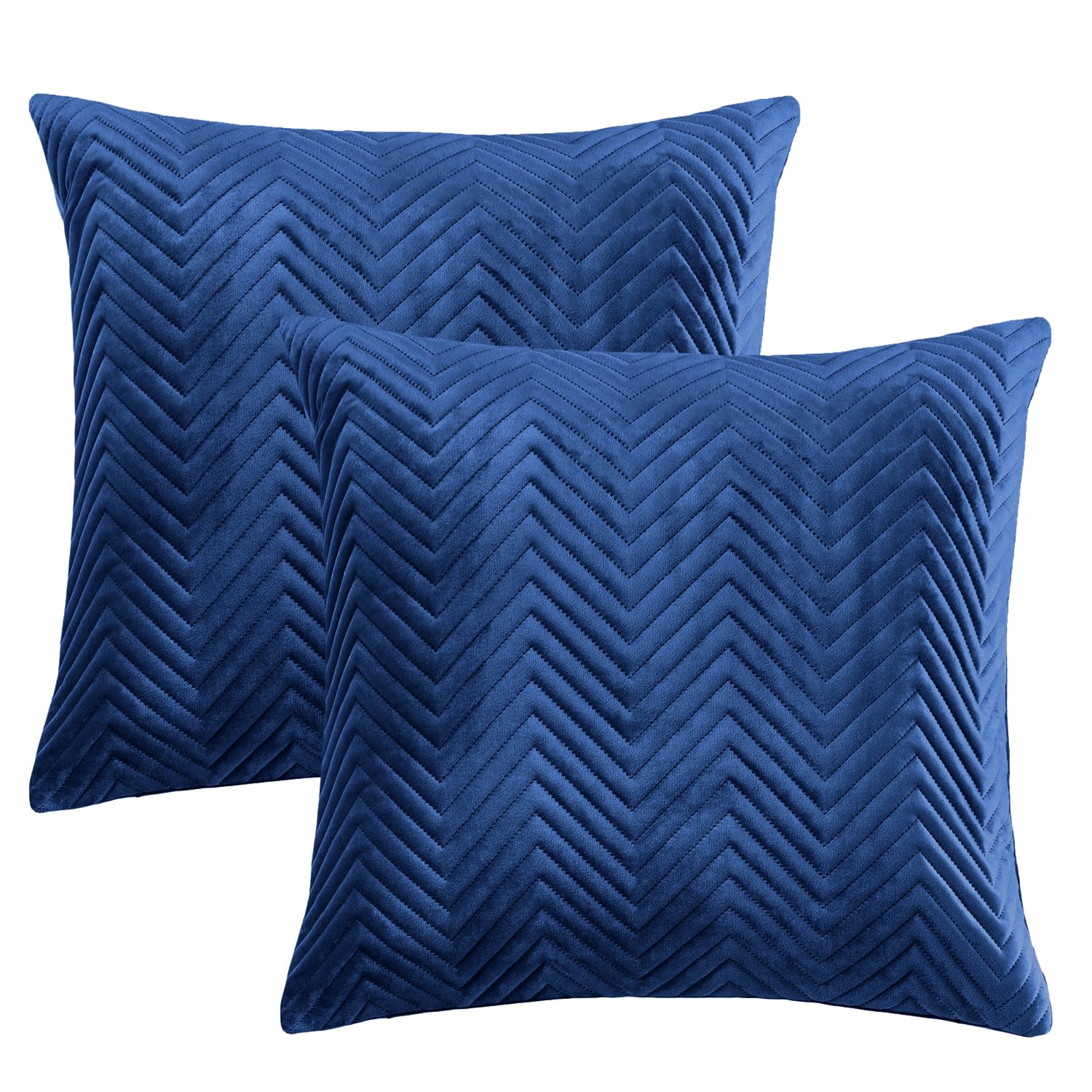 BedLooms Premium Navy Velvet Cushion Covers Set of 2 (45x45 cm / 18x18 Inch) – Soft Ultrasonic Stitch, Hidden Zipper, Luxury Decorative Throw Pillow Cases for Sofa, Couch & Living Room