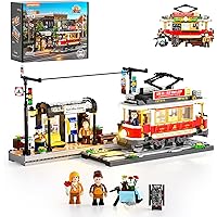 Lumibricks Heritage Tram and Station Lighting Building-Bricks Set - 1274 Pcs City Streetcar Modular Collection Old Town Downt