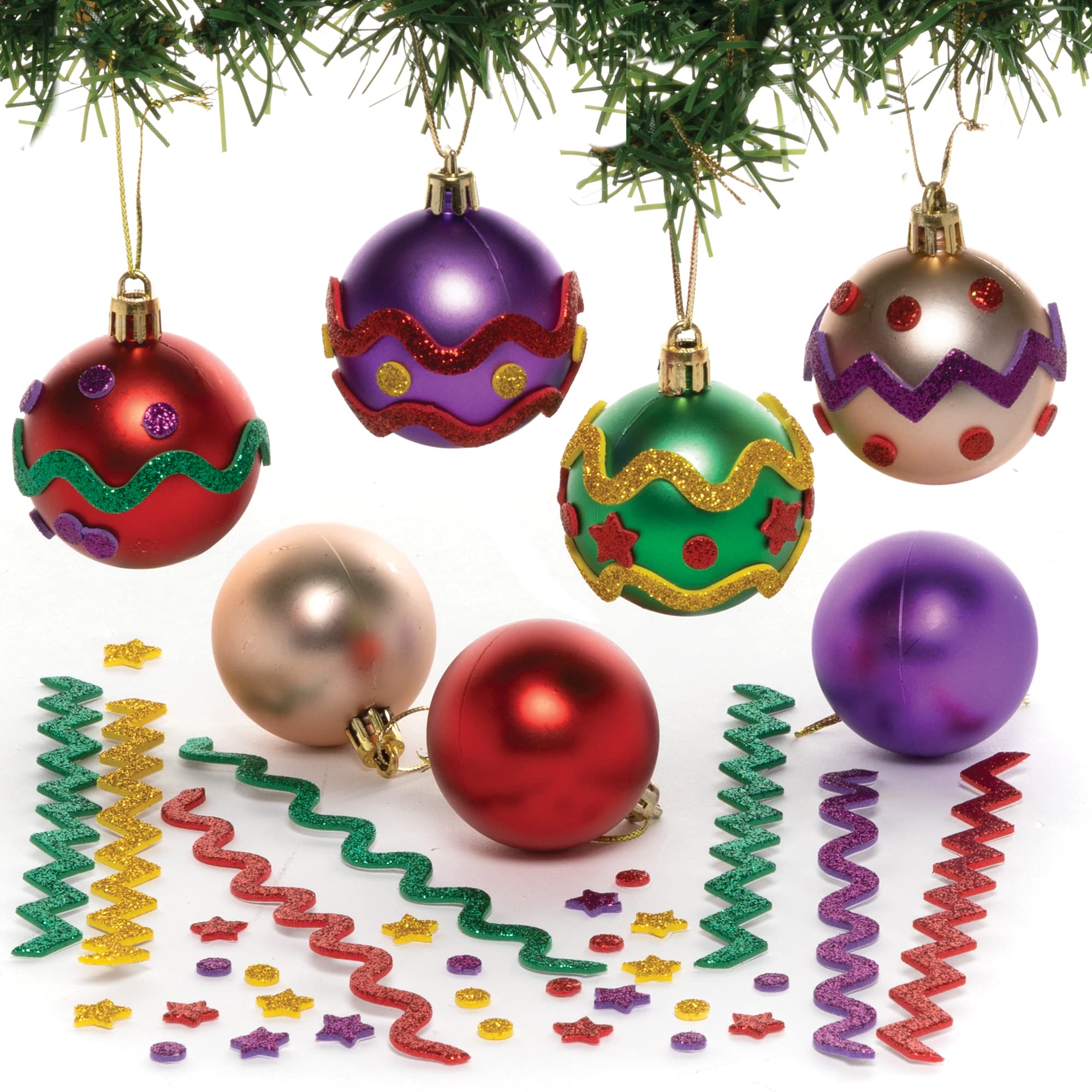 Baker Ross Christmas 3D Bauble Kits – Pack of 8, Make Your Own Christmas Bauble Decoration, Christmas Decoration Craft Kit (FC202)
