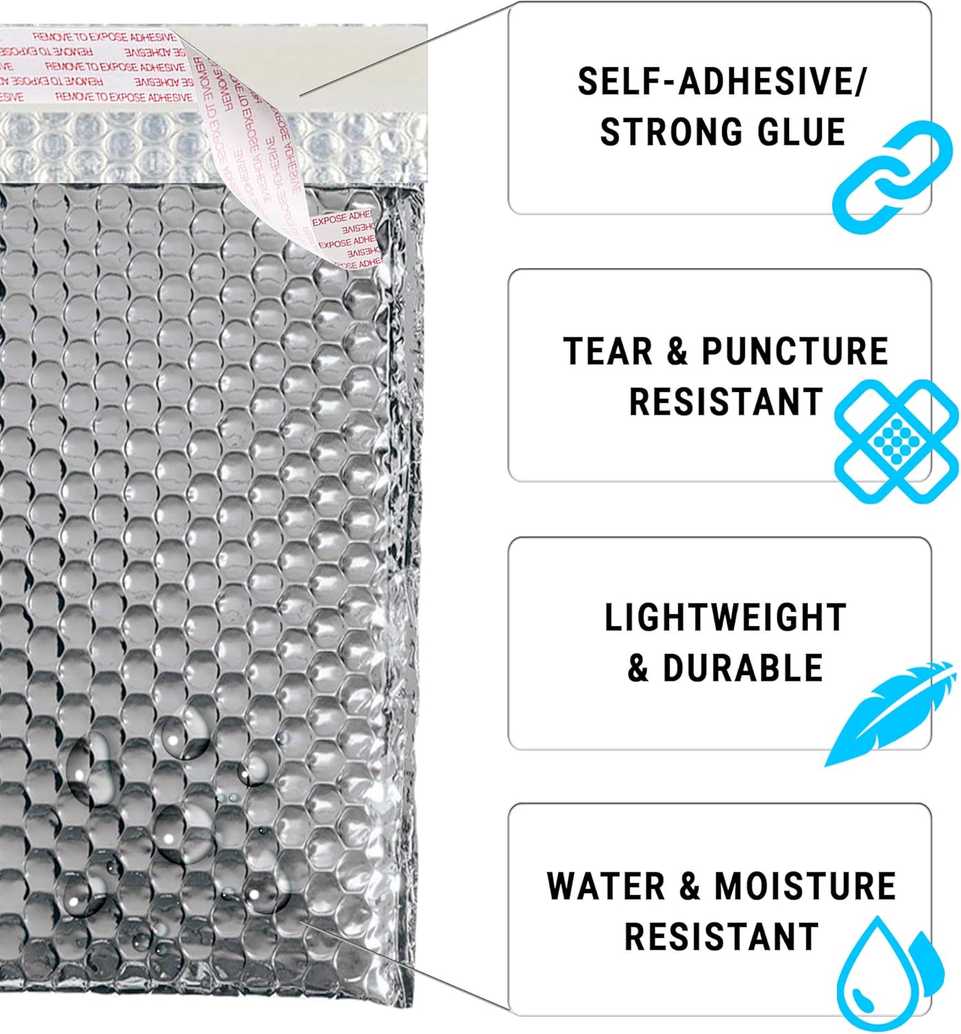 Thermal Insulated Bubble Mailers 8x11 Food Grade Padded envelopes 8 x 11. Pack of 25 Silver Cushion envelopes. Peel and Seal. Metallic foil. Mailing, Shipping, Packing, Packaging. : Office Products